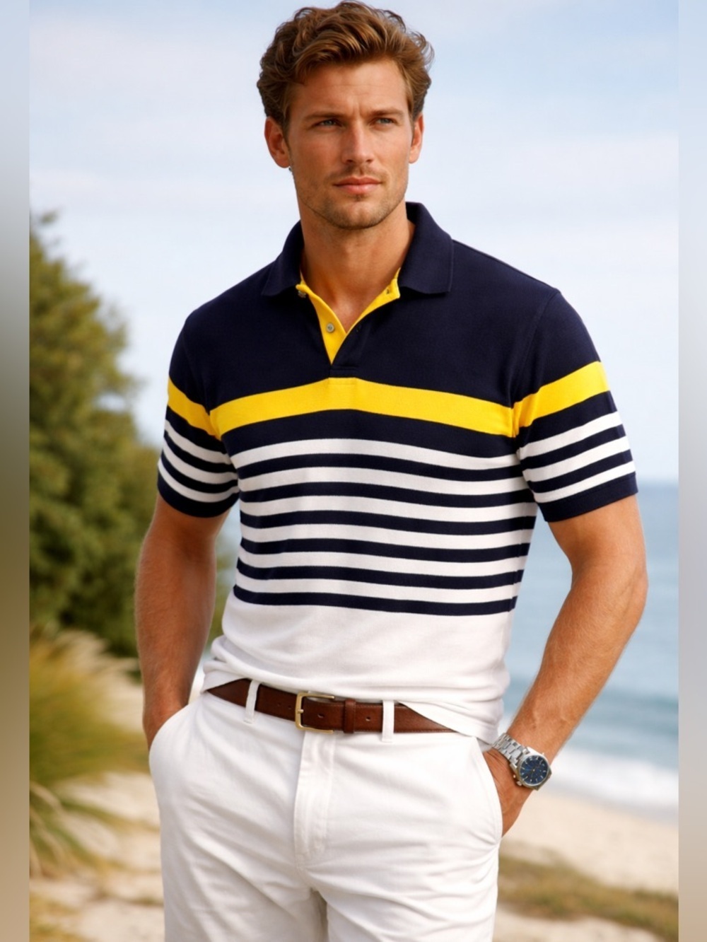 VTG Polo Sport Ralph Lauren Striped Polo Shirt Mens Cotton Classic 90s Size M - Picture 12 of 12